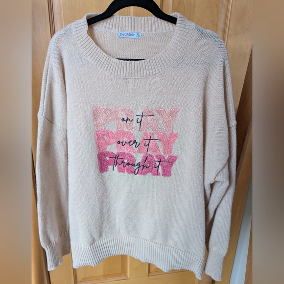 Love In Faith Sweaters - Love In Faith Light Pink Ombre Pink Graphic Crewneck Sweater